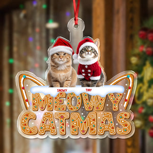 Custom Photo Meowy Catmas Acrylic Ornament HO82 900702