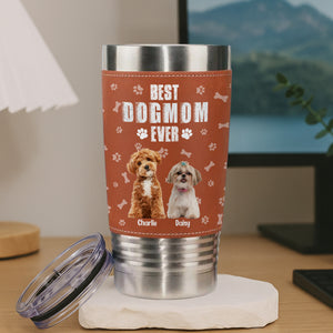 Custom Photo Best Dog Dad Cooler Version Leather Tumbler LM32 893695