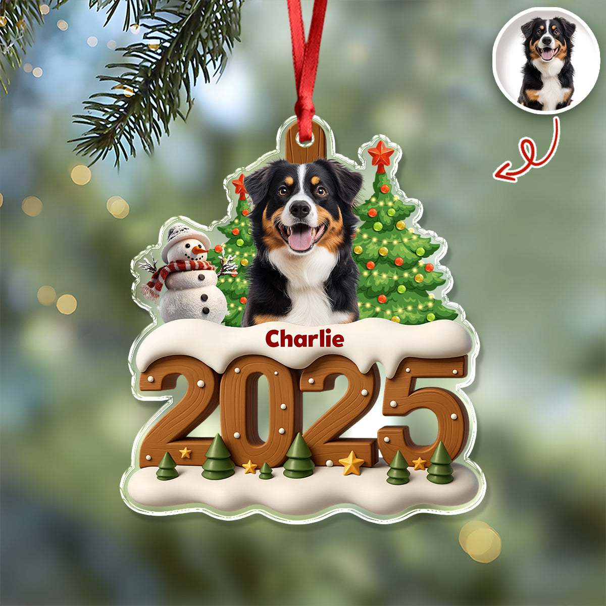 Custom Dog Photo Cozy Xmas Crew Acrylic Ornament Personalized Gift For Christmas HO82 900132