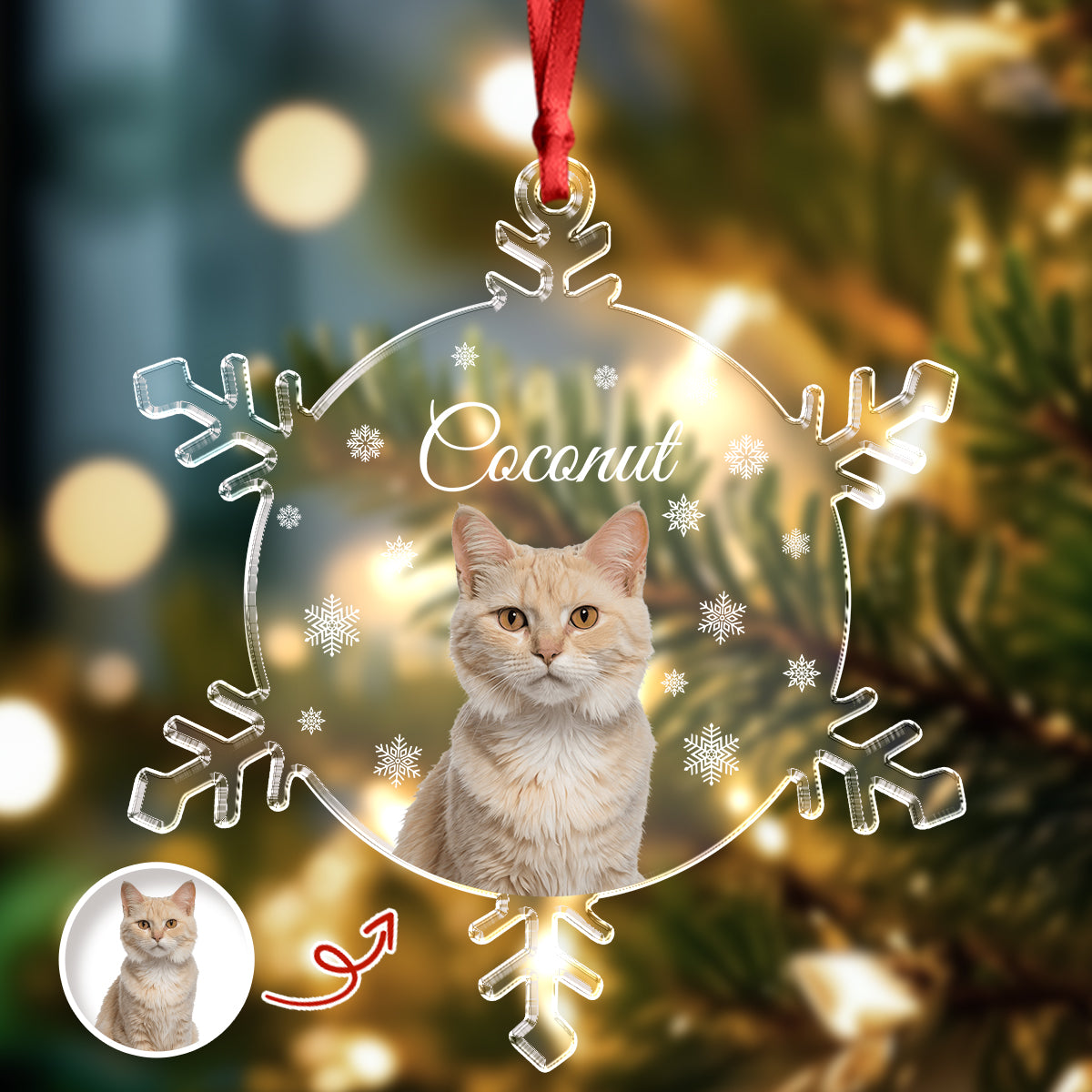 Custom Photo Cat Acrylic Ornament Christmas Gift For Cat Lovers CH07 899090