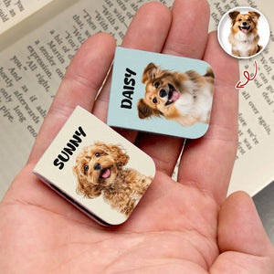 Custom Dog Photo Leather Magnetic Bookmark For Book Lovers, Dog Lovers CH07 899520