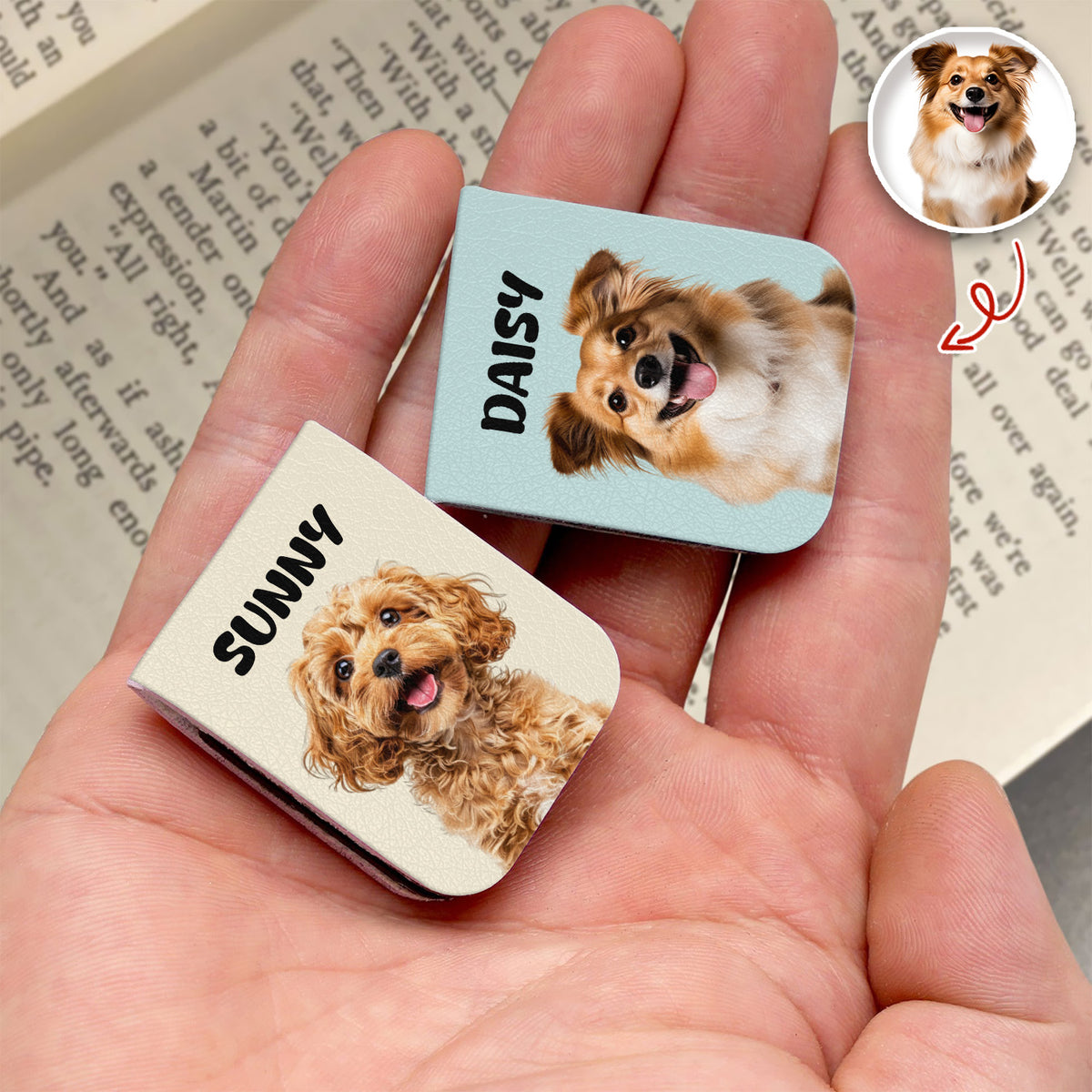 Custom Dog Photo Leather Magnetic Bookmark For Book Lovers, Dog Lovers CH07 899520