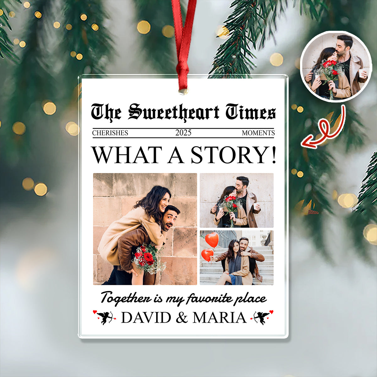 Custom Photo The Sweetheart Times Acrylic Ornament Christmas Gift For Couples HO82 894852