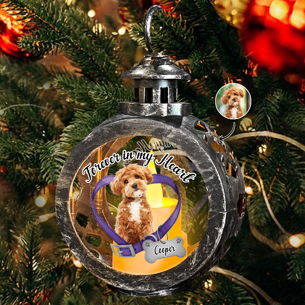 Custom Dog Photo Forever In My Heart Memorial Christmas Lantern HA75 897914