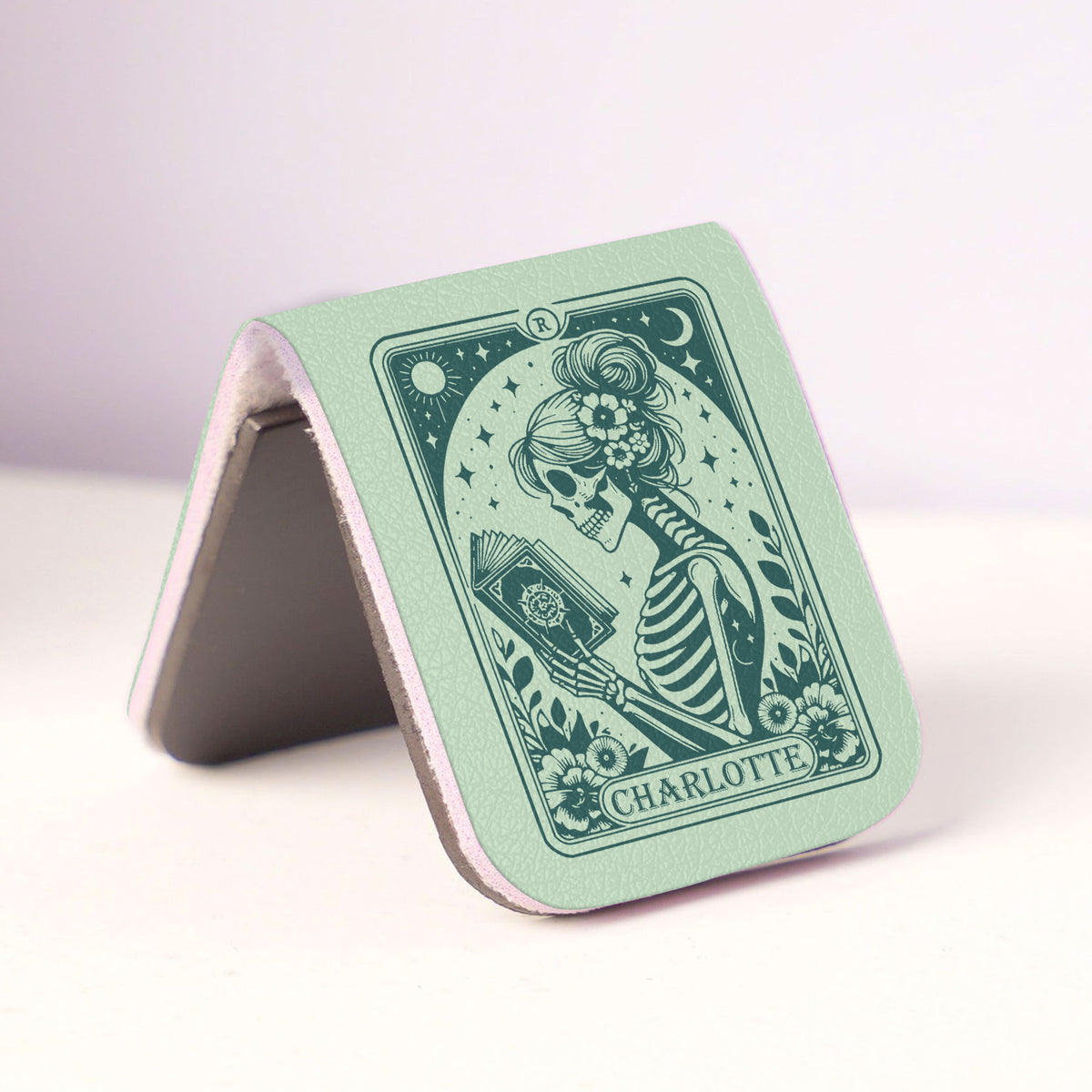 Floral Skeleton Read Till Death - Personalized Leather Magnetic Bookmark CH07 899534