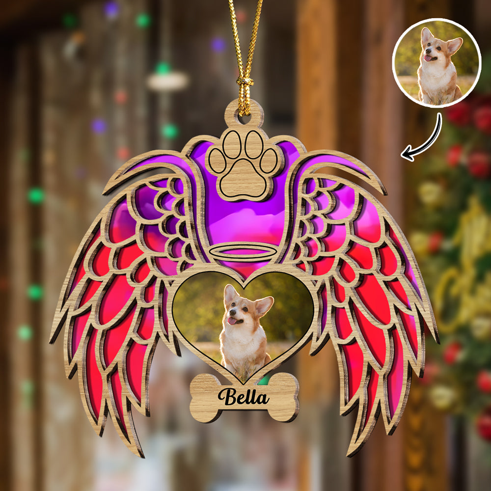 Custom Dog Photo You Were My Angel Memorial 2 Layers Wooden Ornament LM32 895875