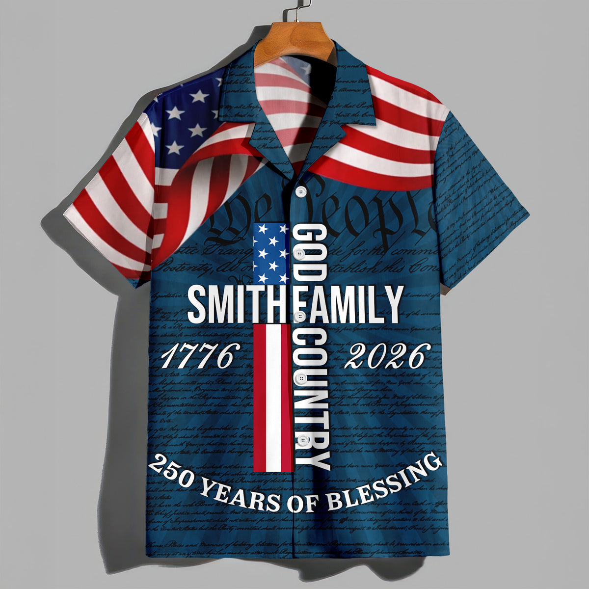 Custom Family Name Patriotic American Flag, 250 Years of Blessing God Hawaii Shirt TH10 898673