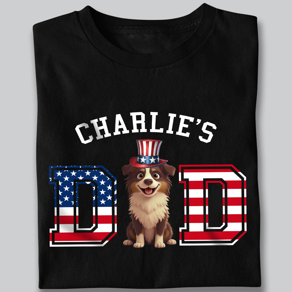 Personalized Dog Dad Ver US Flag Vintage Dark Shirt HO82 901252