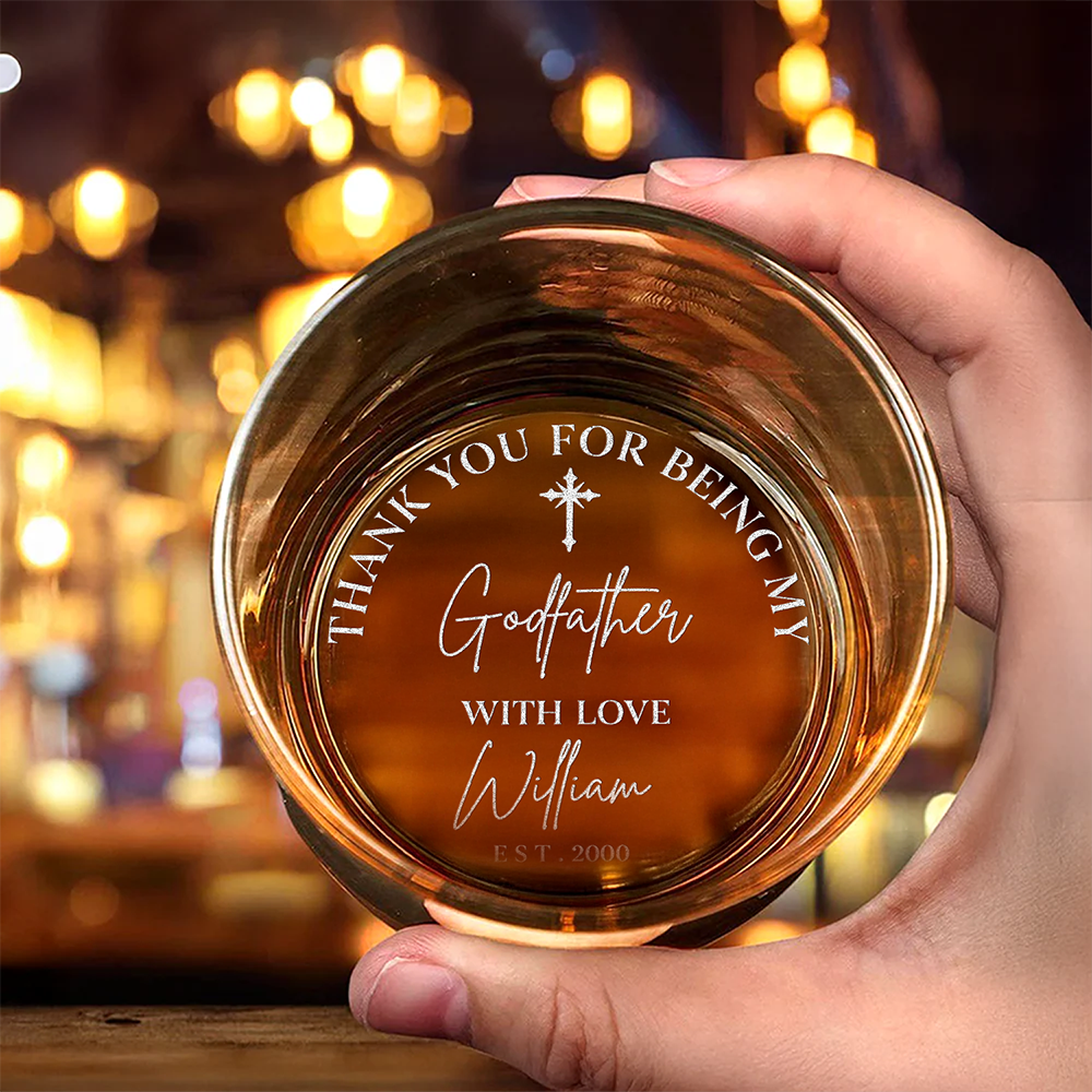 Personalized Thank You For Being My GodFather Engraved Whiskey Glass LM32 899615