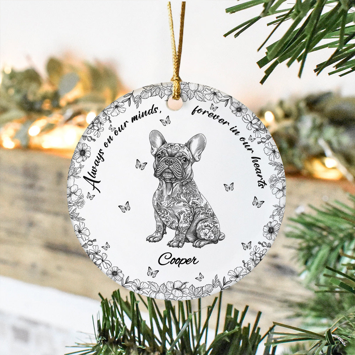 Custom Dog Breeds Not A Day Goes By Memorial Dog Toile De Jouy Style Ceramic Ornament HA75 897124