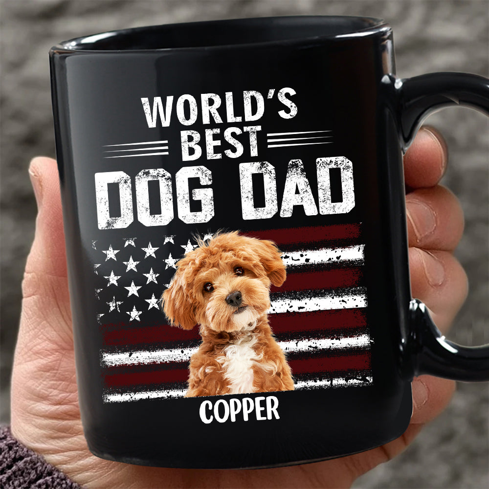 Custom Photo World's Best Dog Dad - Personalized Black Mug Gift For Dog Lovers CH07 895938