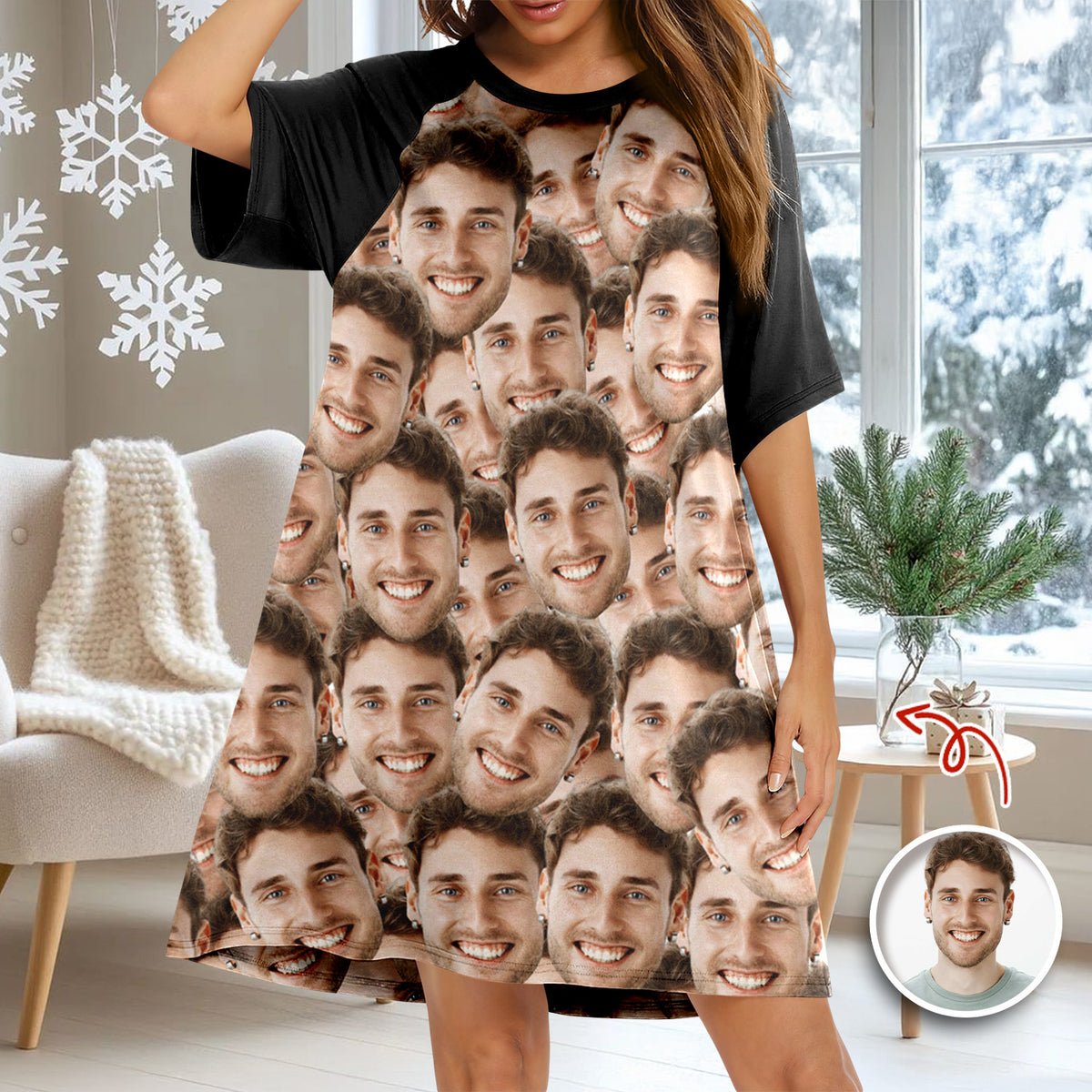 Custom Face Photo Raglan Nightgown TH10 898331