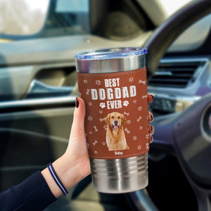 Custom Photo Best Dog Dad Cooler Version Leather Tumbler LM32 893695