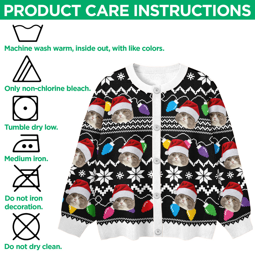 Custom Funny Photo Xmas Leds Cardigan Gift For Cat Lover HO82 900266