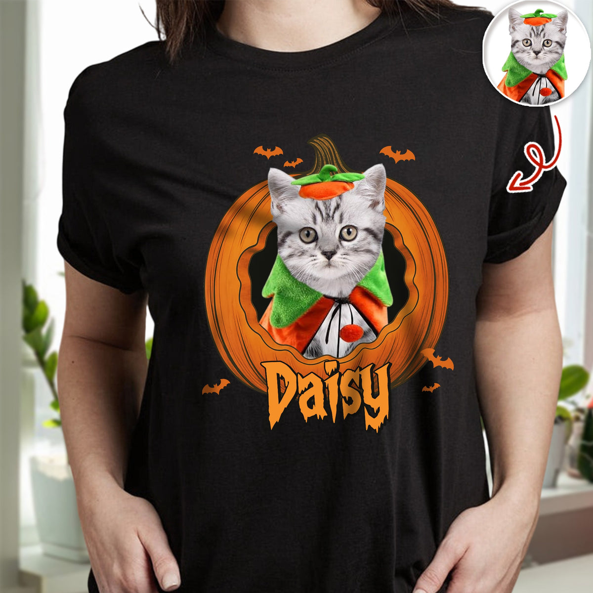 Custom Dog Cat Photo Halloween Pumpkin Dark Shirt HO82 894924