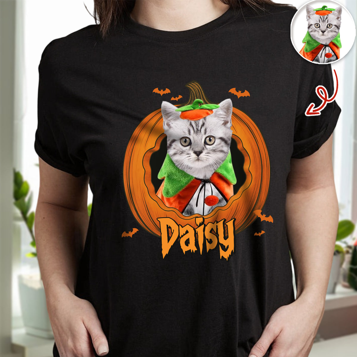 Custom Dog Cat Photo Halloween Pumpkin Dark Shirt HO82 894924