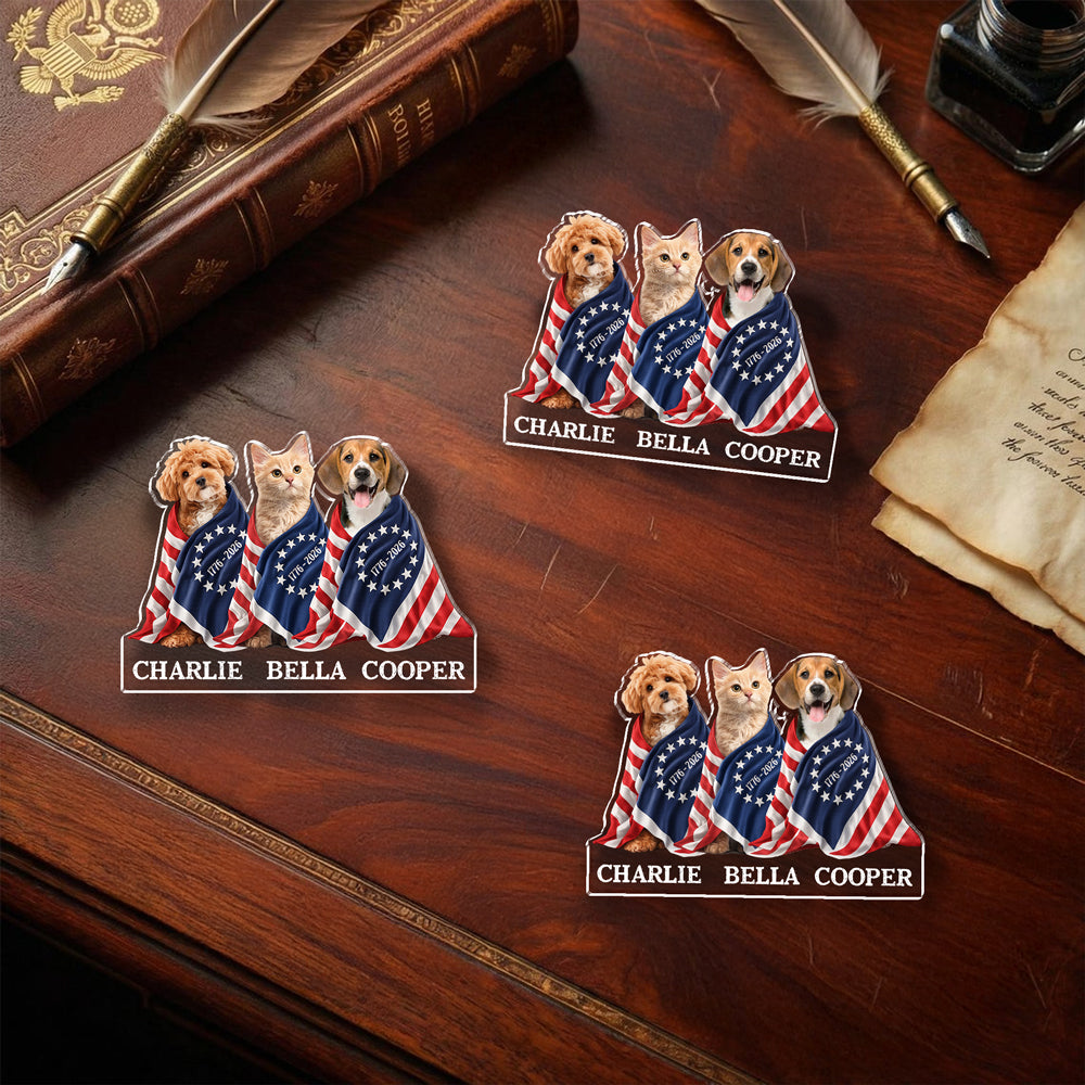 Custom Photo Dog Cat With America 250 Anniversary 1776–2026 Acrylic Pin CH07 911160