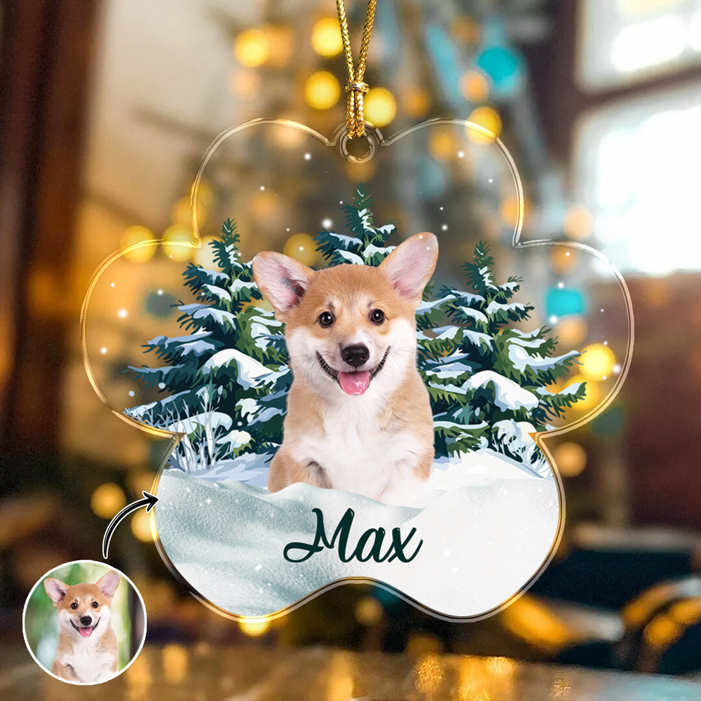 Custom Photo Dog Paw Shaped Acrylic Ornament Christmas Gift For Dog Lovers HA75 897534