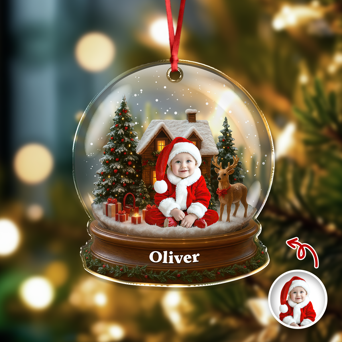 Custom Baby's First Christmas Photo Acrylic Ornament New Born Gift CH07 896856