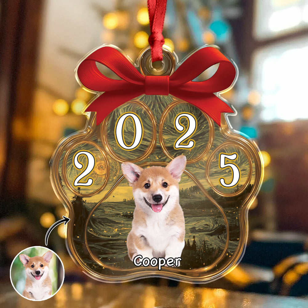 Custom Cute Dog Photo Van Gogh Christmas 2025 Acrylic Ornament LM32 895629