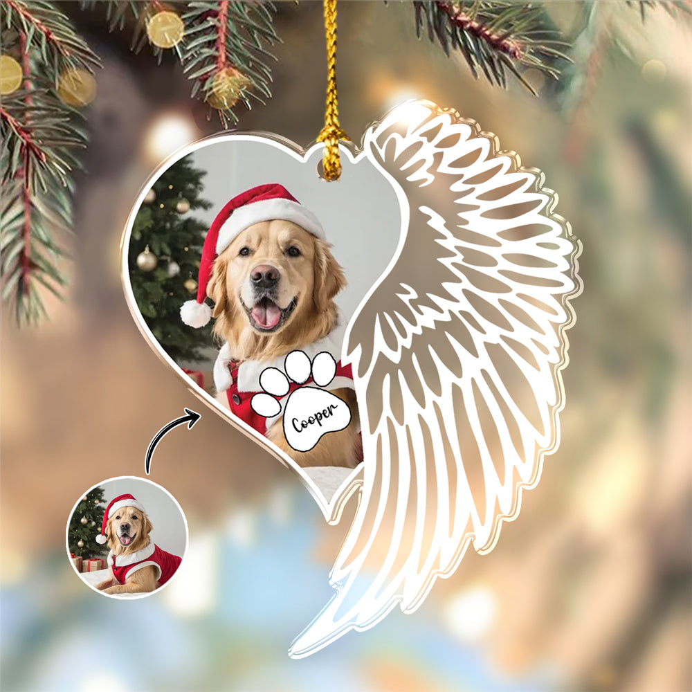 Custom Photo Dog Memorial Wing - Personalized Acrylic Ornament LM32 895869