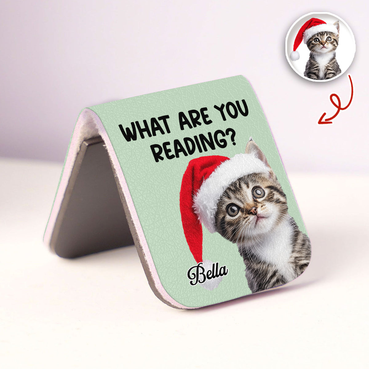 What Are You Reading - Custom Cat Photo Leather Magnetic Bookmark For Book Lovers, Cat Lovers CH07 899530