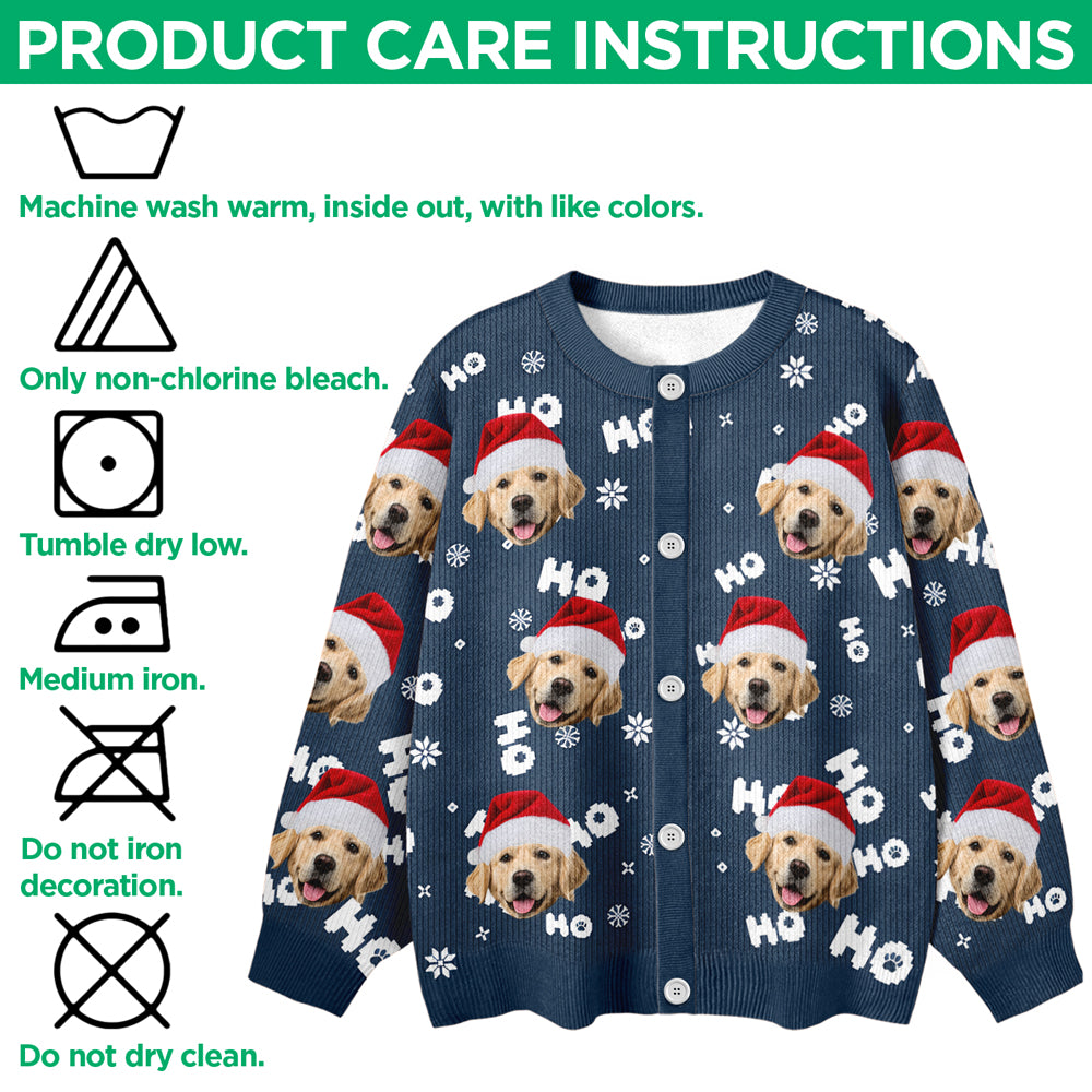 Custom Puppy Photo Ho Ho Ho Chritsmas Cardigan Gift For Pet Lovers CH07 899906