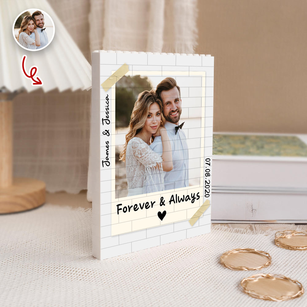 Custom Polaroid Couple Photo Forever & Always Building Brick Blocks CH07 910806