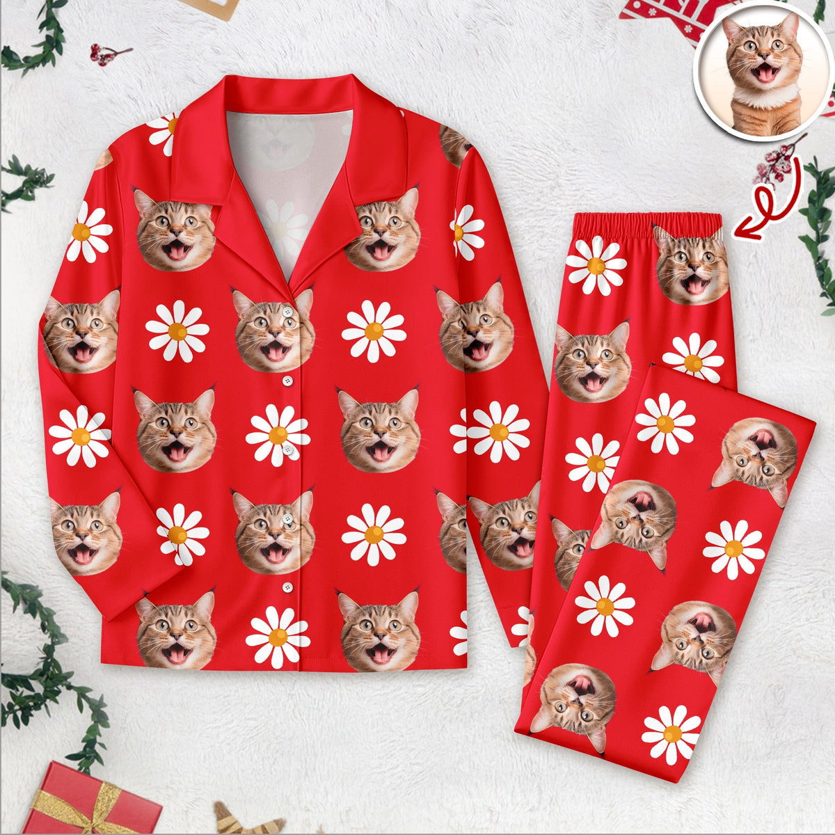 Custom Face Photo With Icon Pajamas Gift For Cat Lovers TH10 896655