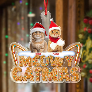 Custom Photo Meowy Catmas Acrylic Ornament HO82 900702