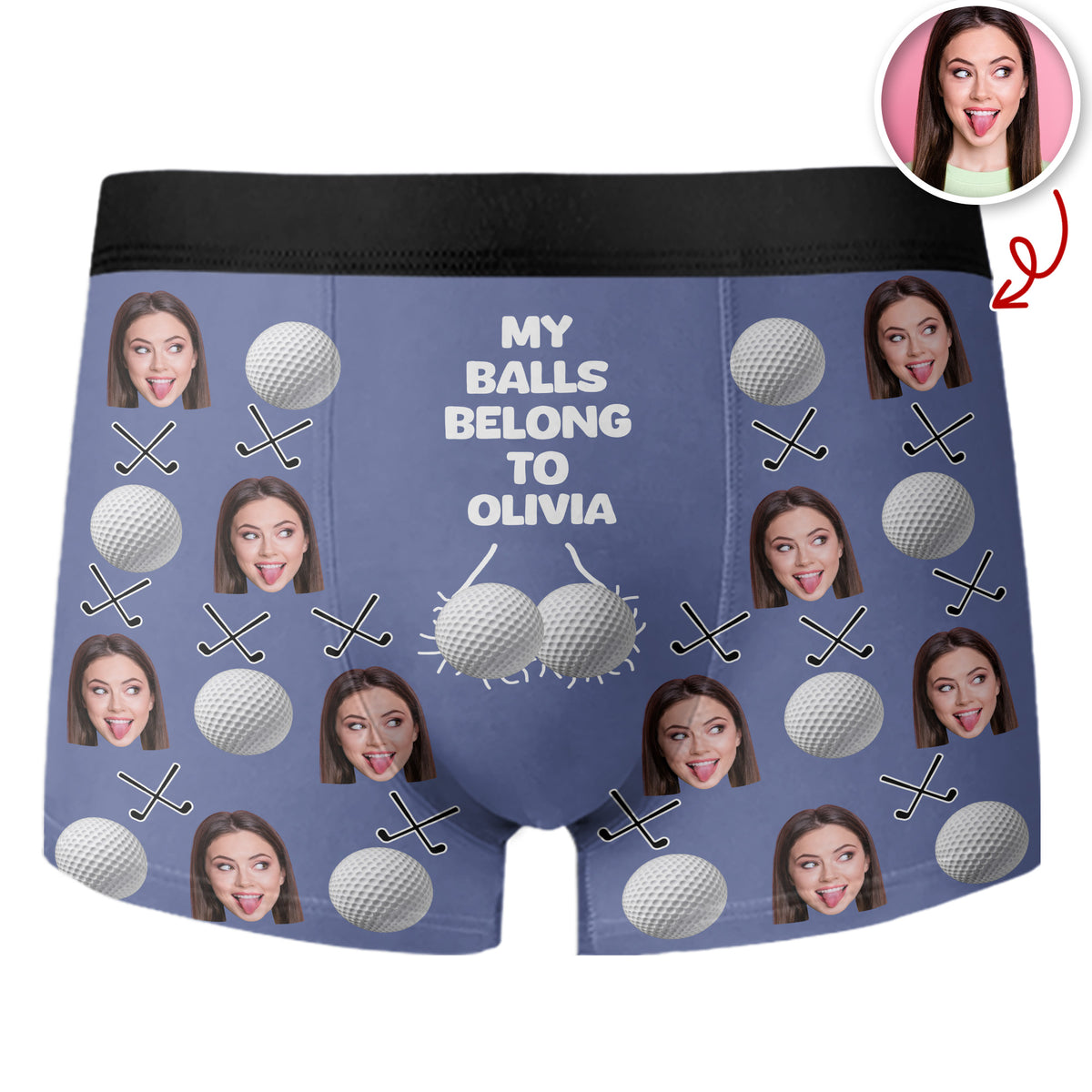 Custom Wife Girlfriend Name My Balls Belong To Her Men's Boxer Briefs Funny Gift For Golf Lovers CH07 895380
