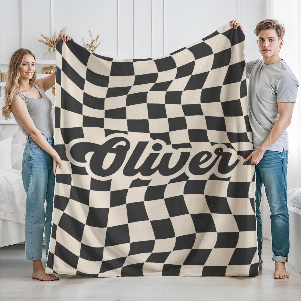 Custom Name Personalized Checker Design Blanket For Family TH10 894983