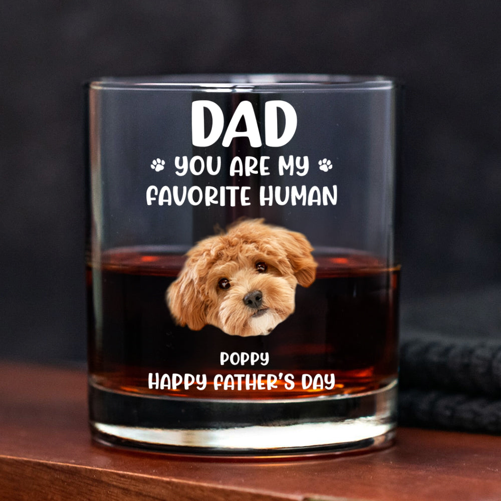 Custom Funny Face Dog Cat - Dad, You’re My Favorite Human Rock Glass HA75 892418