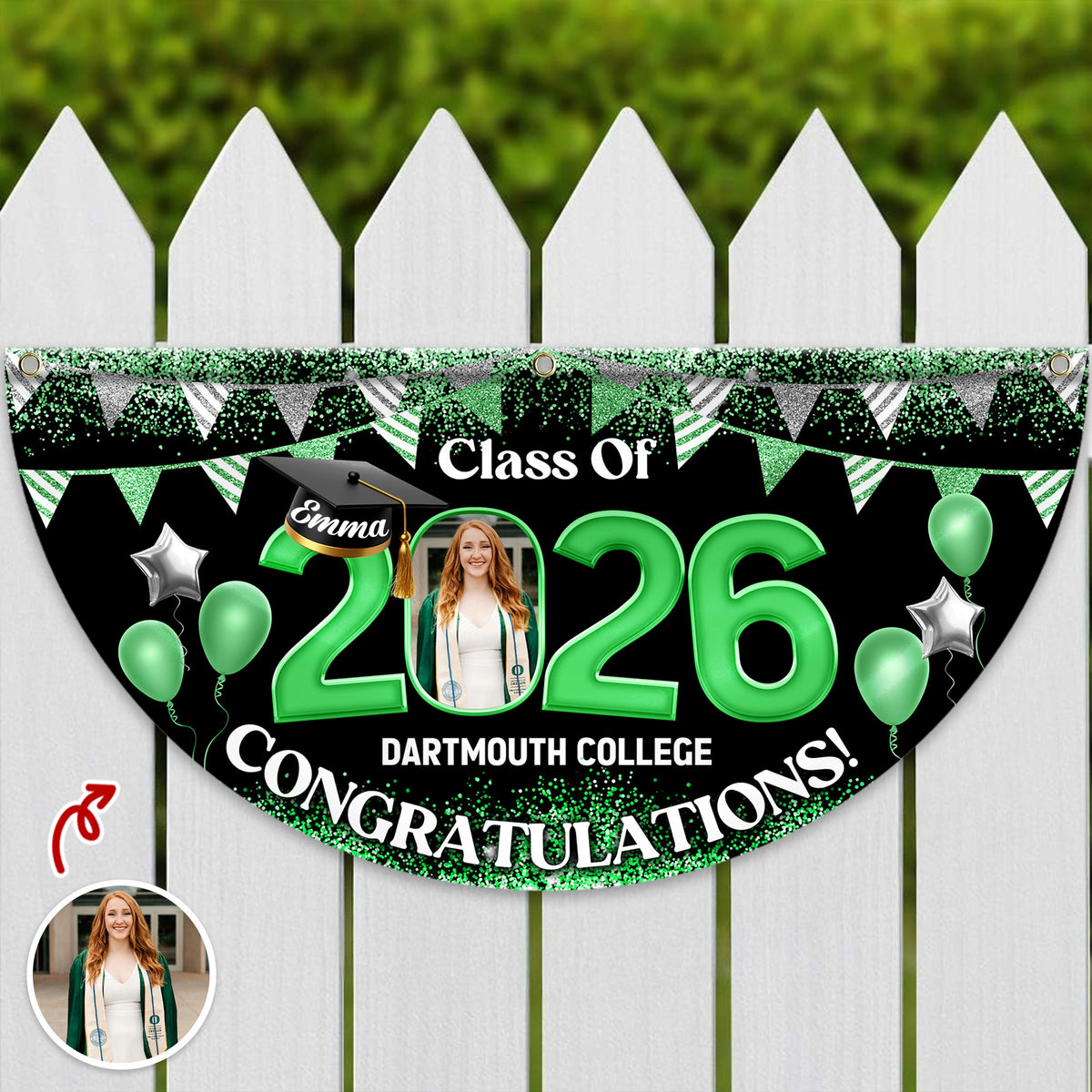 Custom Photo Graduation Senior Class Of 2026 Non-Pleated Fan Flag CH07 910634