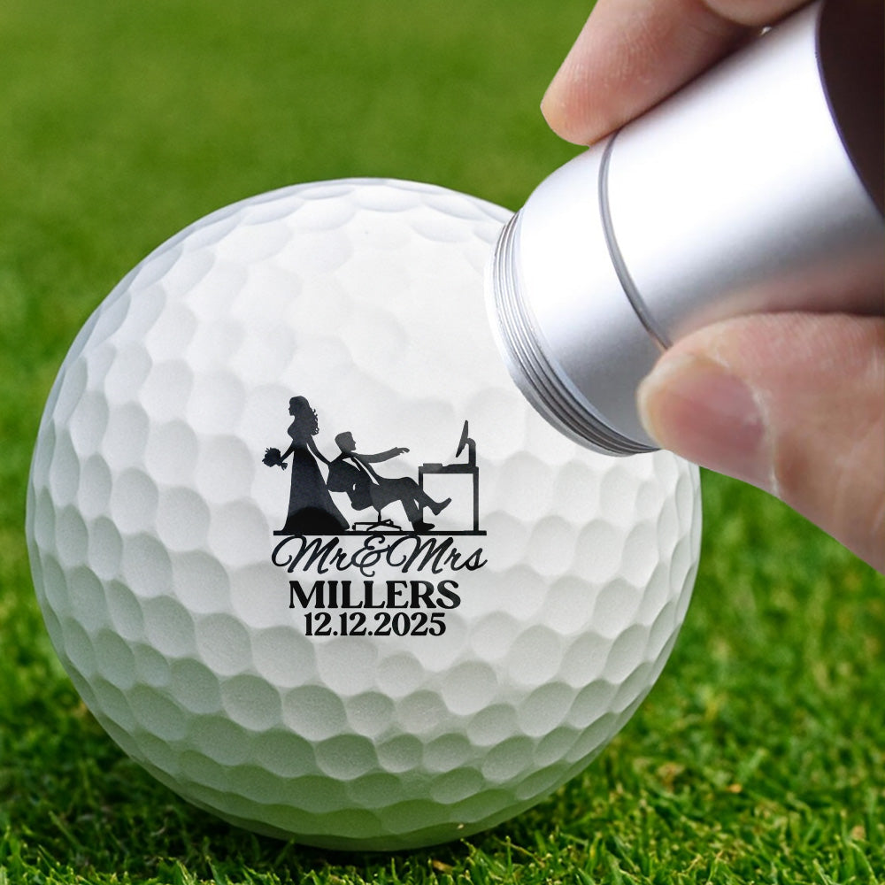 Personalized Wedding Golf Ball Stamp Box For Couple Gift, Anniversary, Wedding Gift HA75 898564