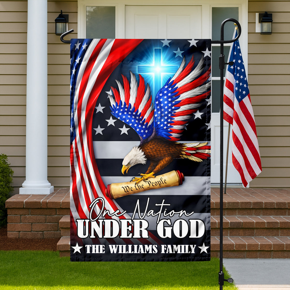 Custom Family Name One Nation Under God Patriot Eagle We The People Garden Flag HO82 900942