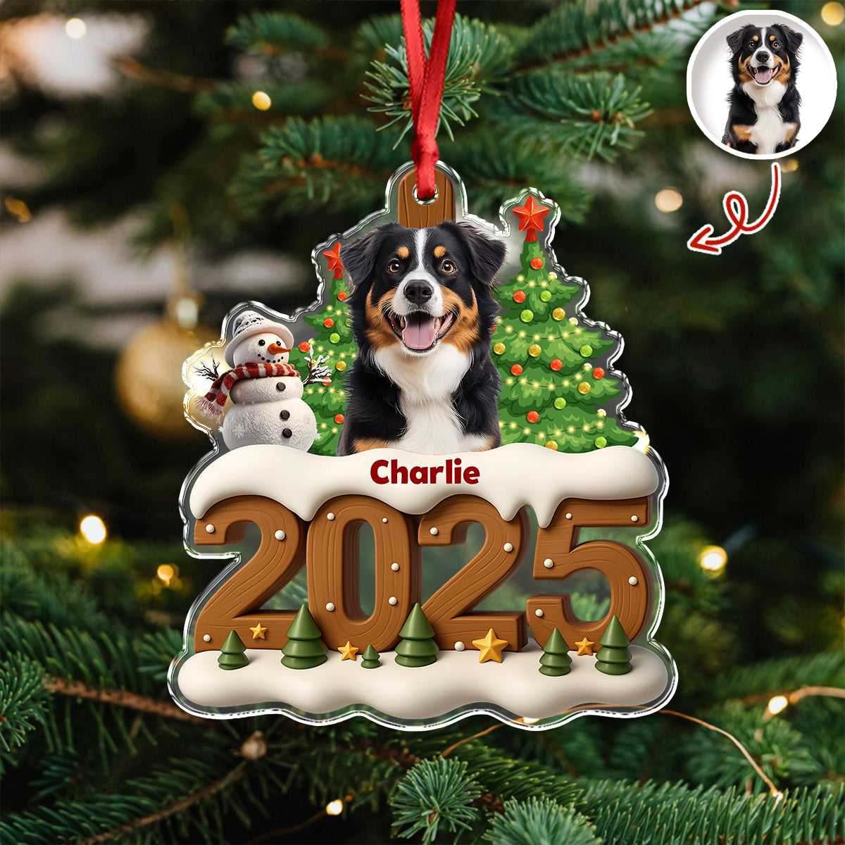 Custom Dog Photo Cozy Xmas Crew Acrylic Ornament Personalized Gift For Christmas HO82 900132
