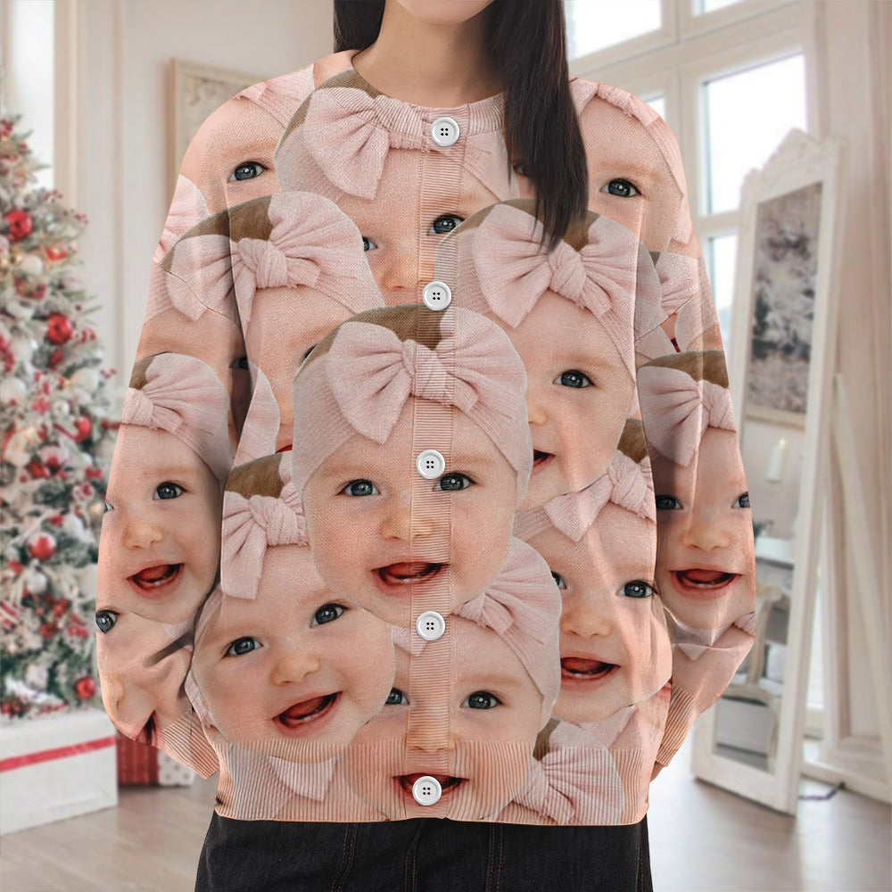 Custom Funny Kid Face Cardigan Gift For Family CH07 899826