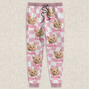 Custom Photo Dog Cat - Checkerboard Street Style Sweatpants HA75 892616