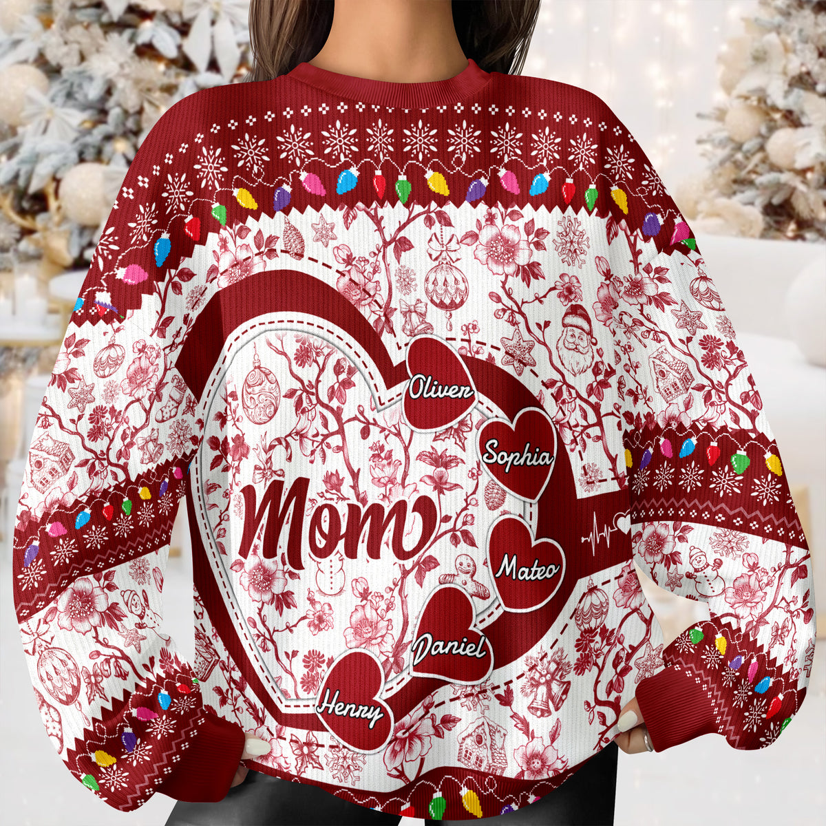 Grandma Mom Toile De Jouy - Personalized Ugly Sweater CH07 896638
