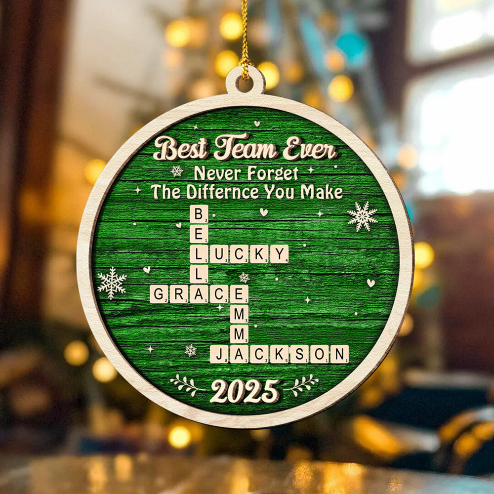 Best Team Ever Scrabble Christmas 2 Layers Wooden Ornament LM32 897119