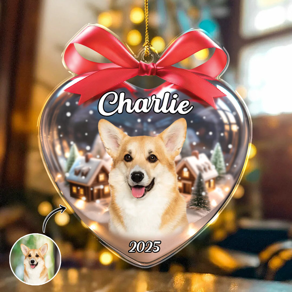 Custom Dog Photo Heart Shaped Acrylic Ornament Christmas Gift For Dog Lovers CH07 899332