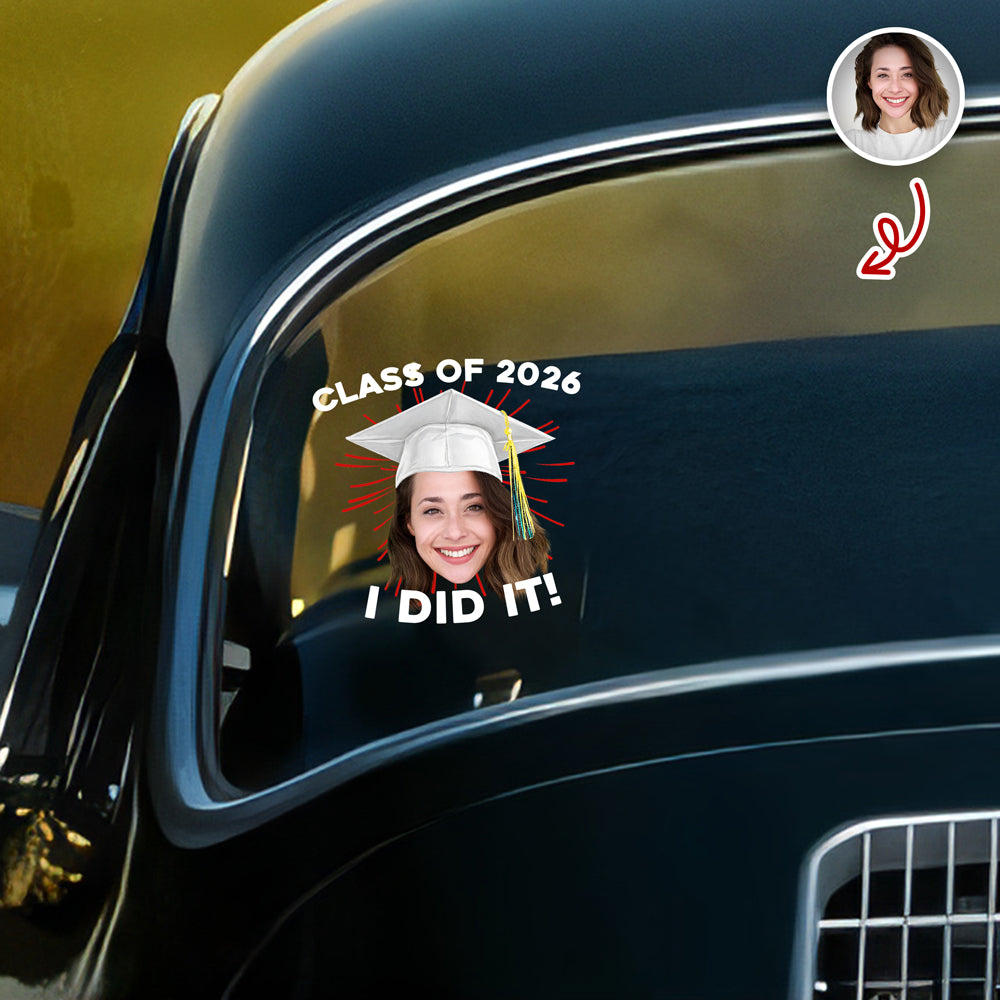Custom Funny Face Class Of 2026 Graduation Car Window Decal Sticker HA75 920432