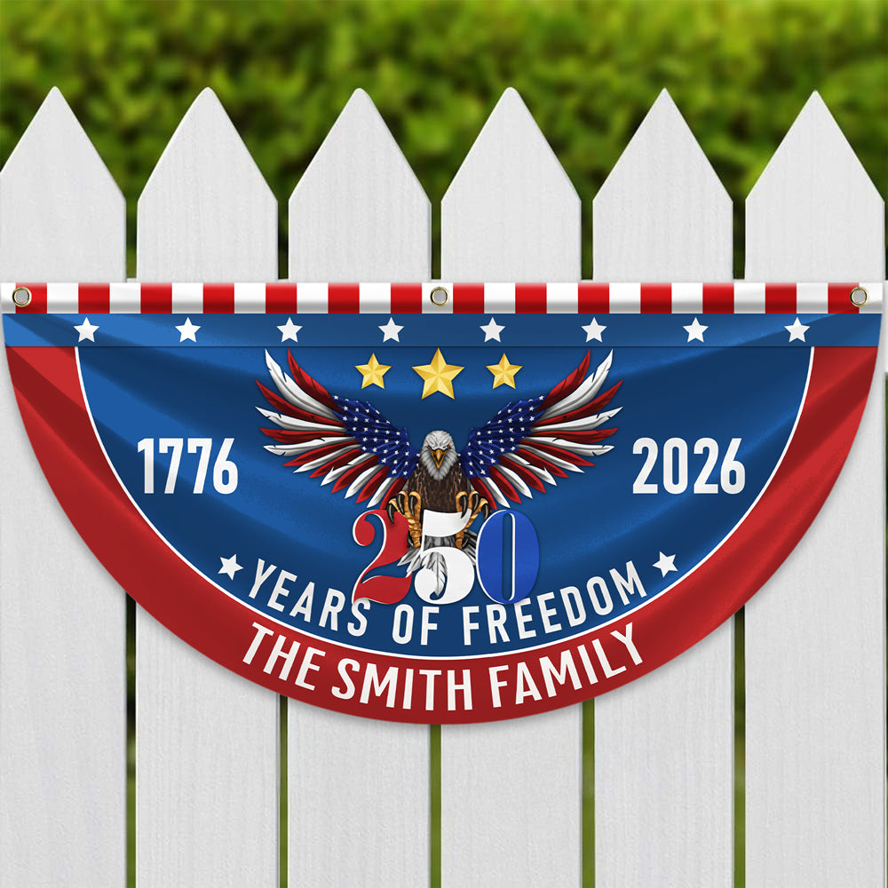Custom Family Name 250 Years Of Freedom Non-Pleated Fan Flag CH07 910250
