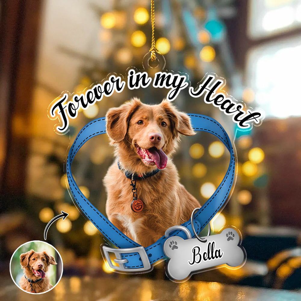 Custom Dog Photo Forever In My Heart Memorial Acrylic Ornament HA75 897520