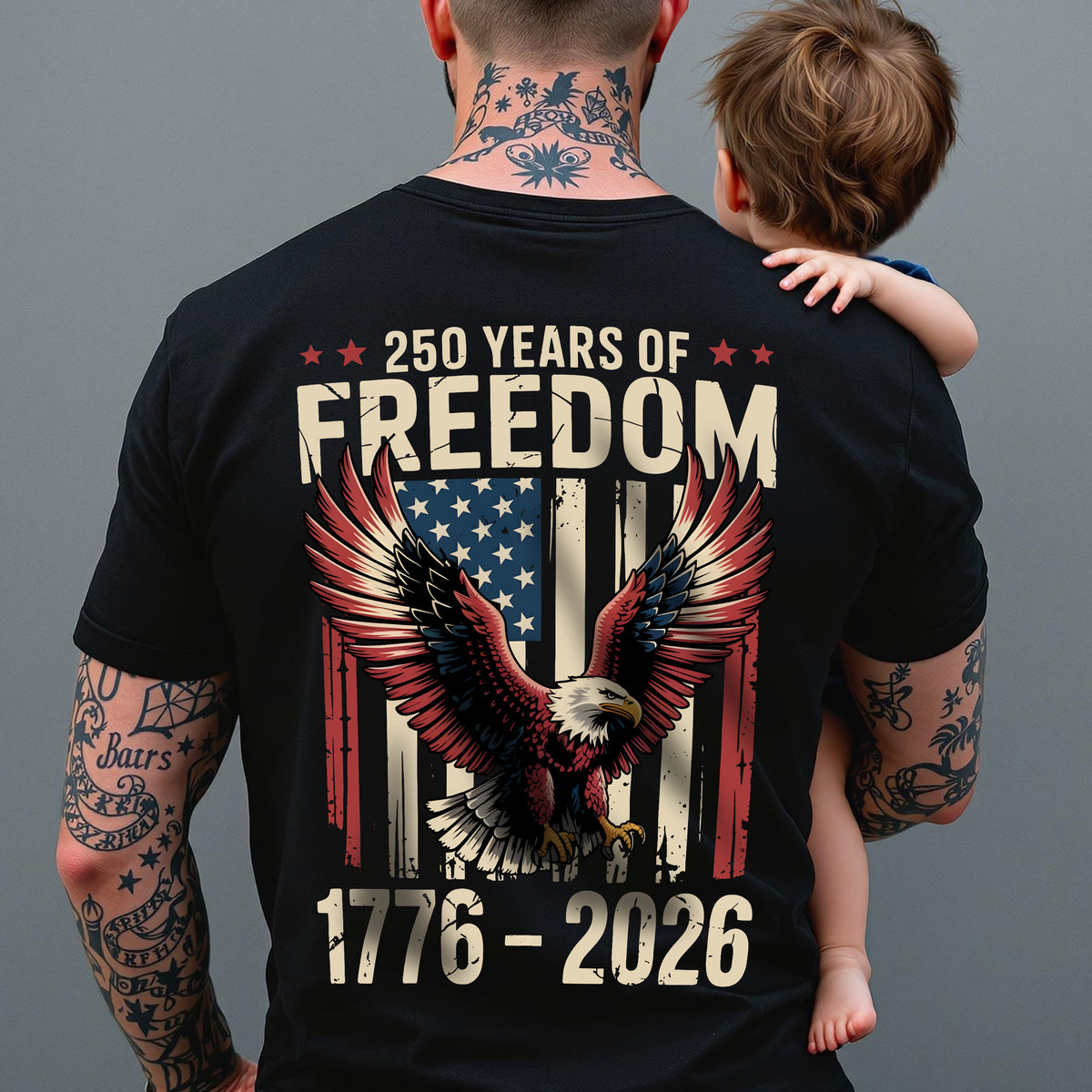 250 Years of Freedom 1776 2026 Eagle Patriotic Back Shirt HA75 920196
