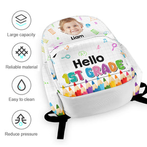Custom Cute Kid Photo Hello School Backpack Back To School Gift CH07 896068