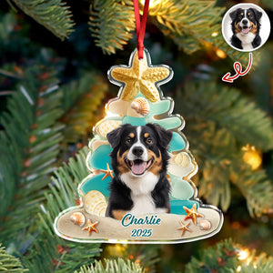 Custom Cute Dog Photo Sea Glass Christmas Acrylic Ornament For Dog Lovers LM32 895997