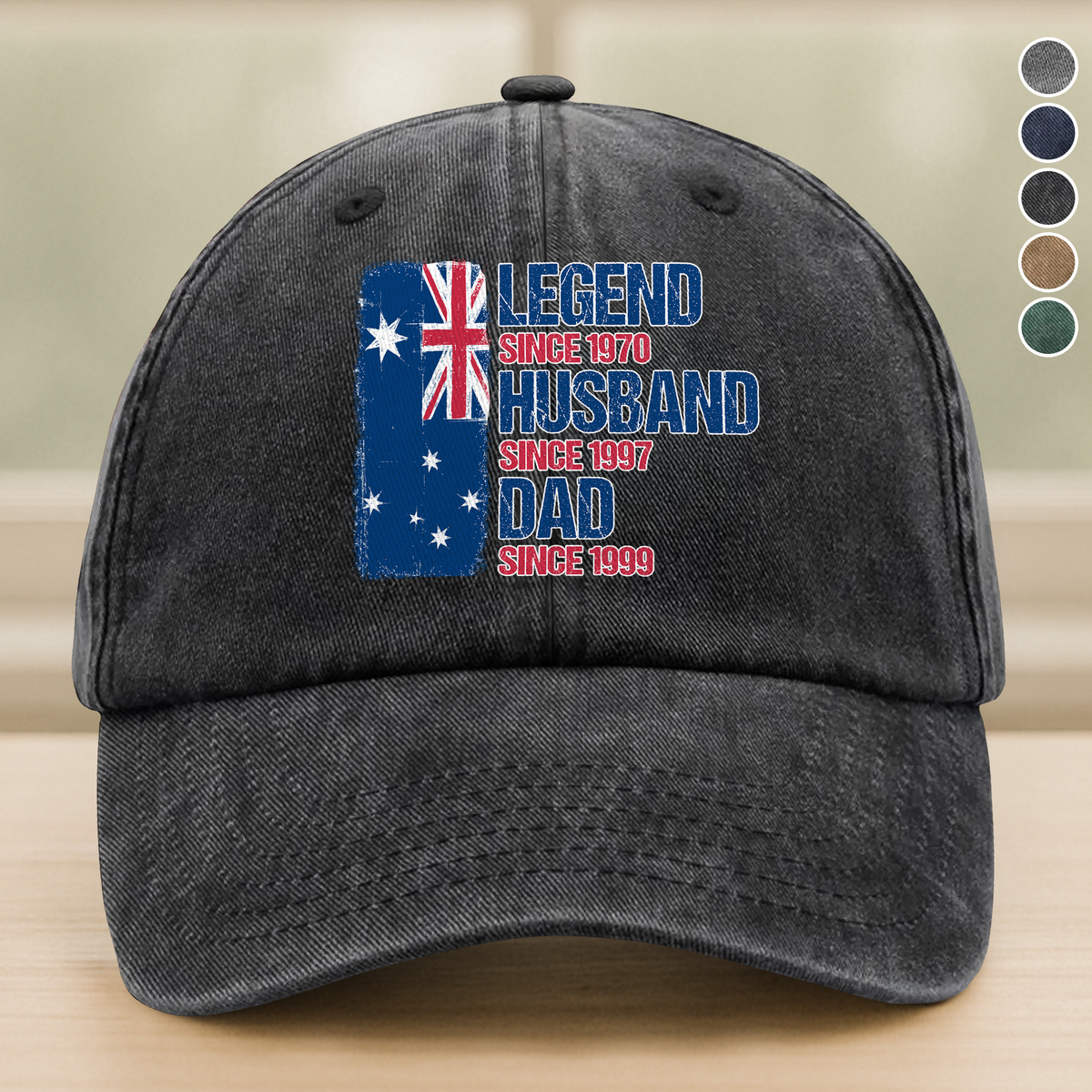 Legend, Husband, Dad And Grandpa Washed Denim Baseball Cap For Dad TH10 894269
