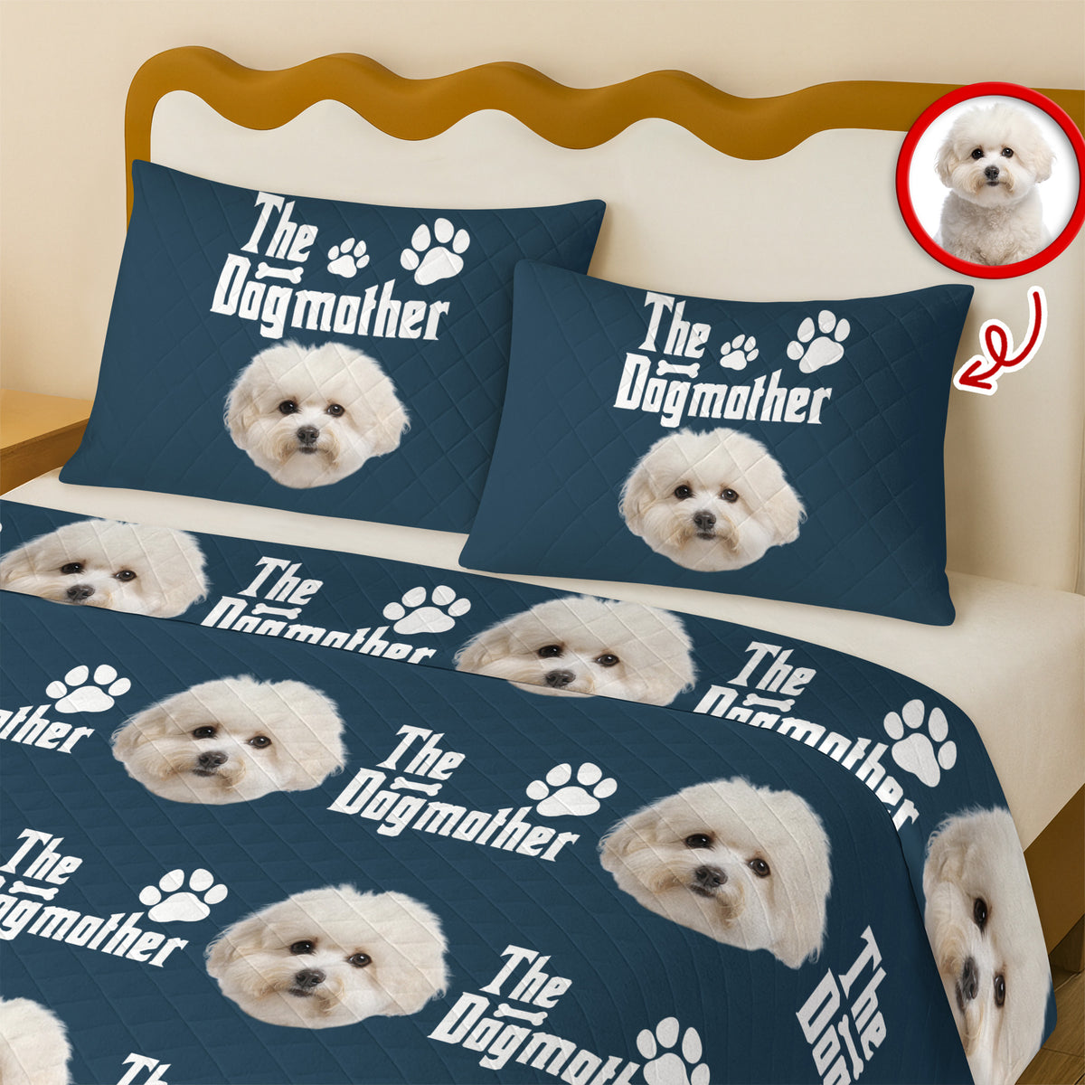 Custom Puppy Photo The Dog Father with Pawprints - Quilt Bedding Set LM32 897275